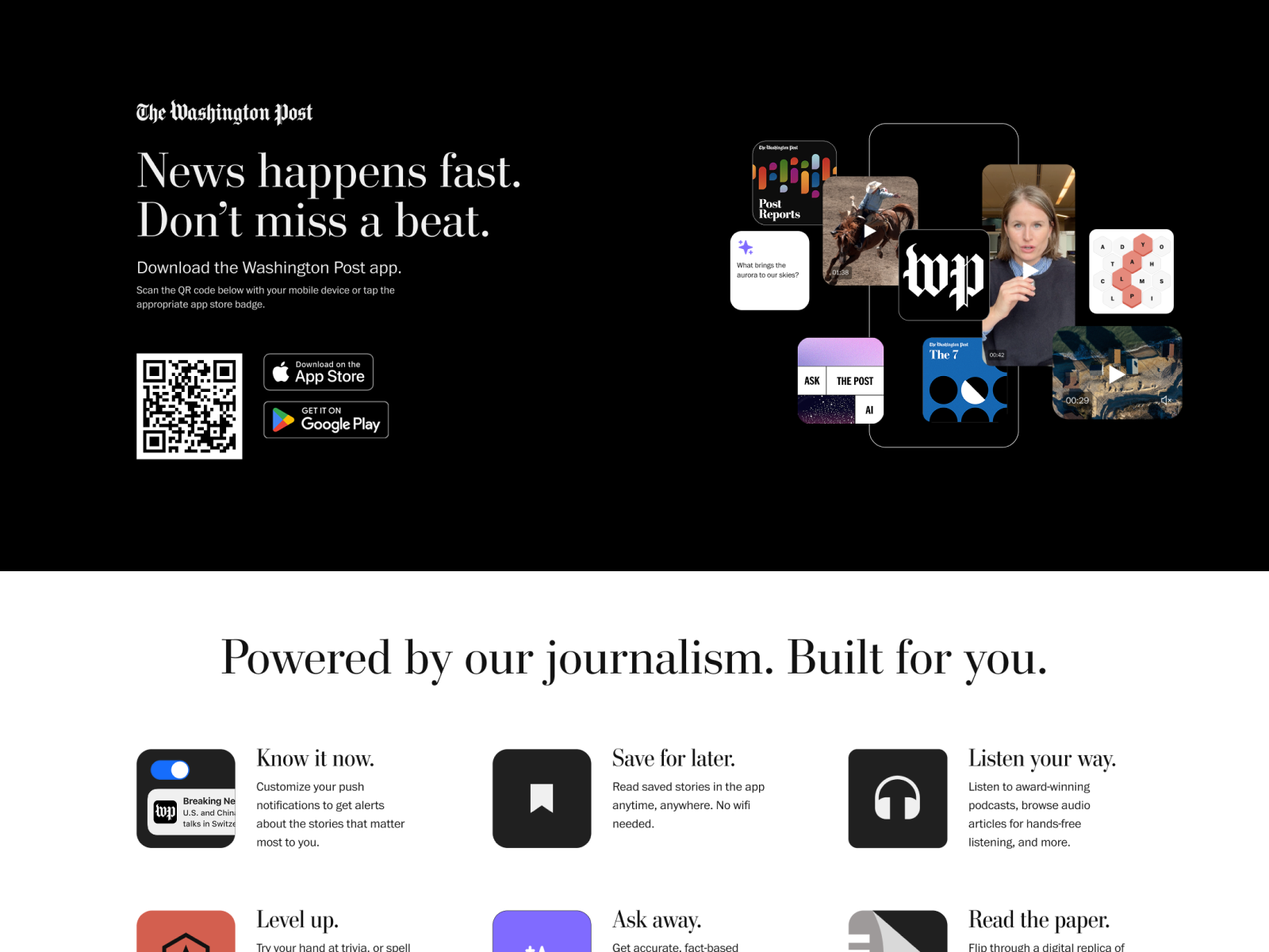 screenshot of final app landing page design